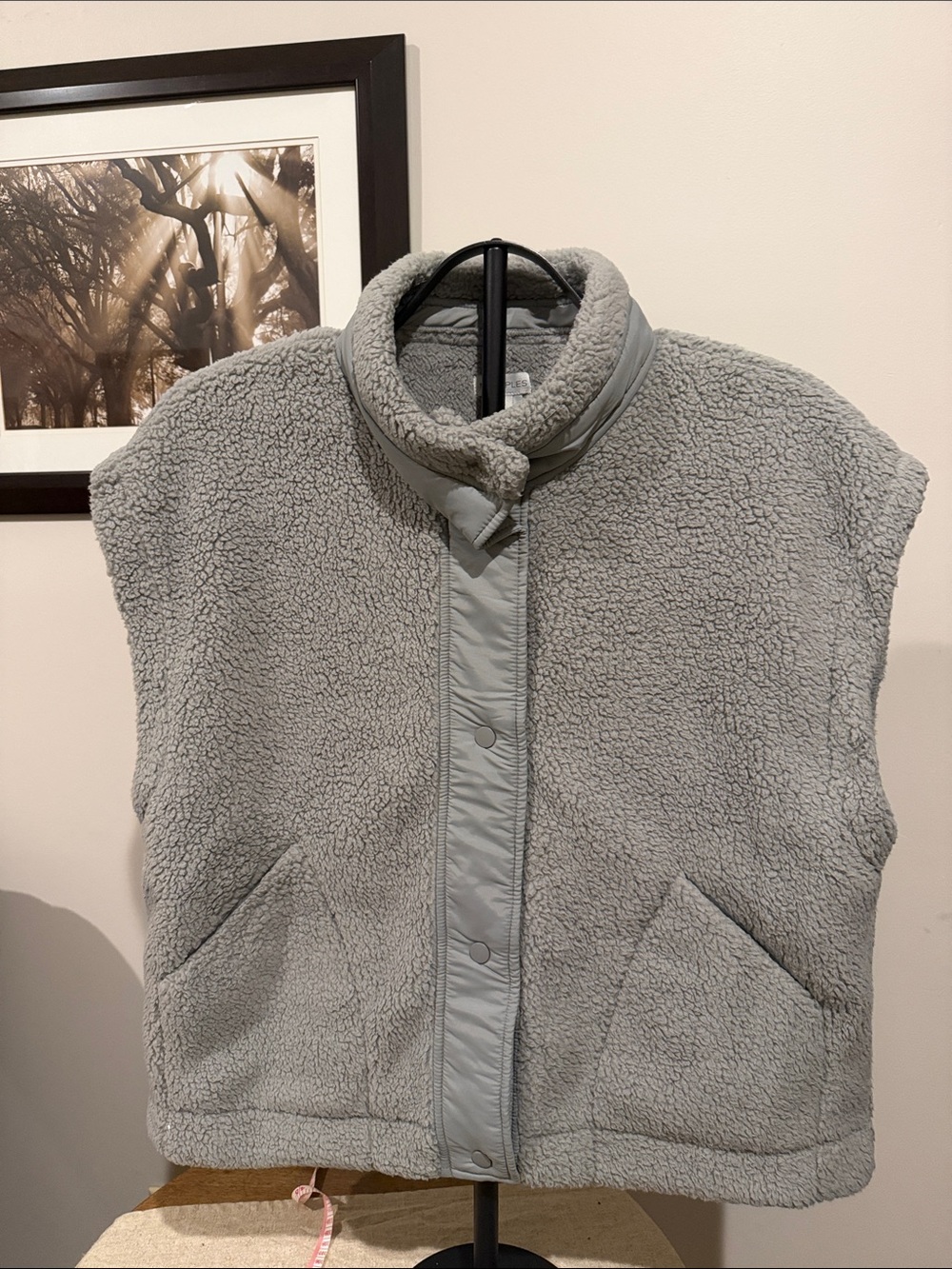 Multiples Light Gray Sherpa Vest